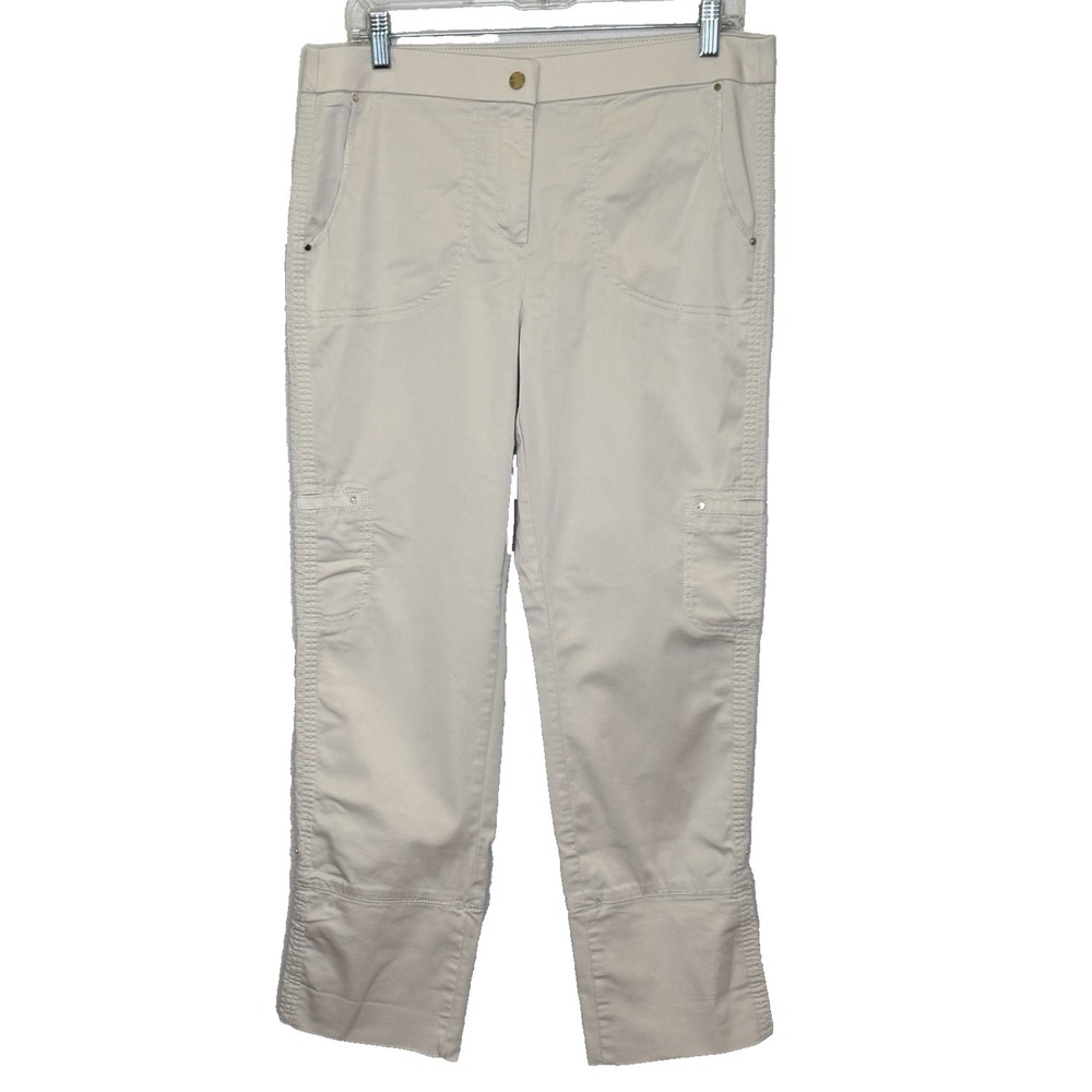 Chico's Crop Pants Womens 0.5 Cream Lightweight Stretch Adjustable Length